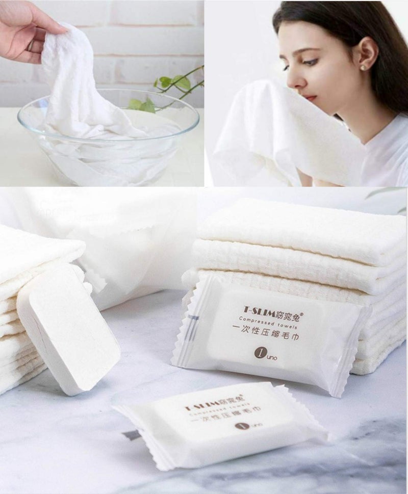QUALIALL Premium Compressed Towel Tablet, Essential Face Washcloths for Travel, Camping, Hiking, Sports and Beyond, Portable Disposable Thicker Larger, Pure Cotton, 20PCS - Image 1